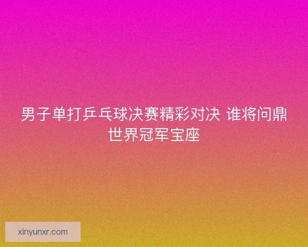 男子单打乒乓球决赛精彩对决 谁将问鼎世界冠军宝座